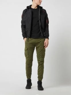 Alpha Industries Cargohose Mit Label-Details Modell 'Twill' - Olivgrün