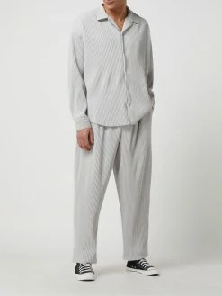 REVIEW Stoffhose In Ripp-Optik - Hellgrau